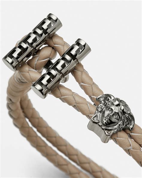 medusa braided leather bracelet|versace medusa leather bracelet.